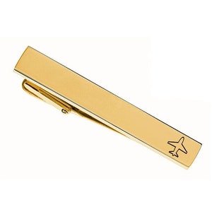 Engraved Pilot Tie Clip - Gifts For Pilots - Personalized Gold Tie Clip For Pilots - Airplane Tie Clip - Aviation Gift - Buy 6 Get 7th Free