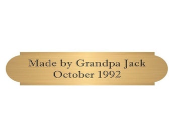 Engraved Solid Brass Plate - Personalized Memorial Plaque - Customized Name Plate - Brass Trophy Tag - Black Etched Letters - Art Signs Gold