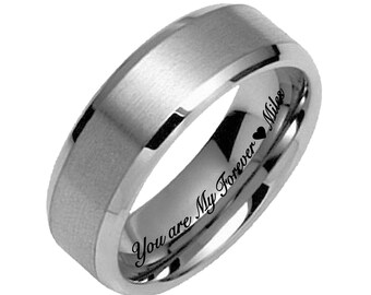 3mm Size 4-13 Wedding Band for Men and Women TIONEER Sterling Silver Ring My Soul Mate Always /& Forever Pre-Engraved Dome 8mm Width