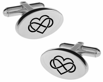 SILVER Personalised Engraved ROUND Wedding Cufflinks Infinity Groom Best Man