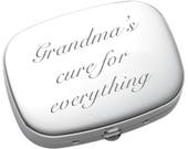 Personalized Pill Box, Engraved Pill Case, Custom 3 Compartment Pharmaceutical Pocket Holder Compact Mirror, Monogram Pill Box and Mirror