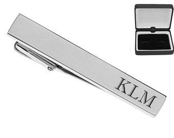 Sterling Silver Tie Bar Personalized Tie Clip Custom Initials Necktie Accessories Groomsmen Gifts Gifts for Men Under 25