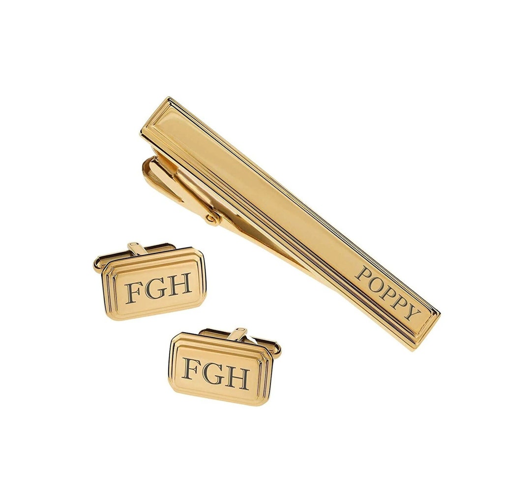 Personalized Stainless Steel Gold Cufflinks, Custom Engraved, Engraved Cuff  Link Set, Monogrammed Cufflinks, Tie Clip, Buy 6 Get 7th Free - Etsy, image size:1080x1024