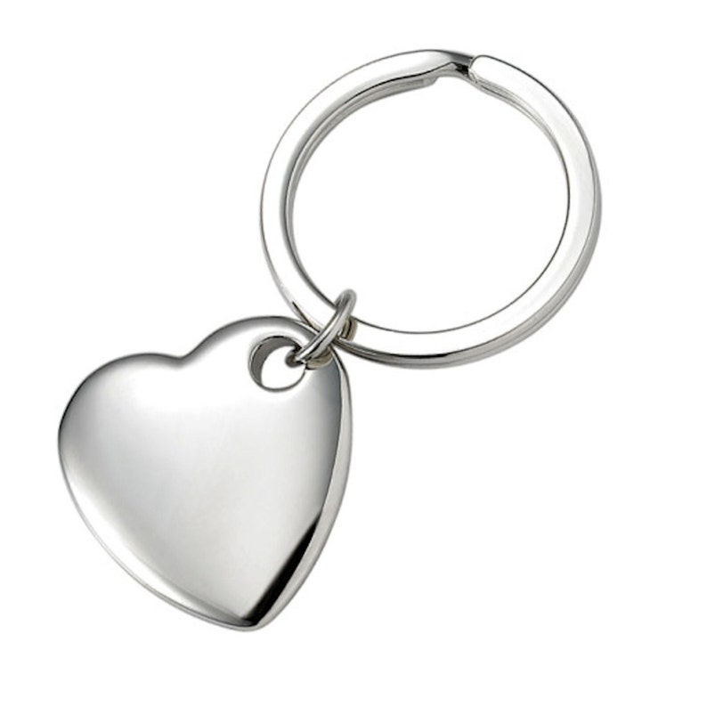 Silver Heart Keychain Personalized Heart Keychain Custom Etsy