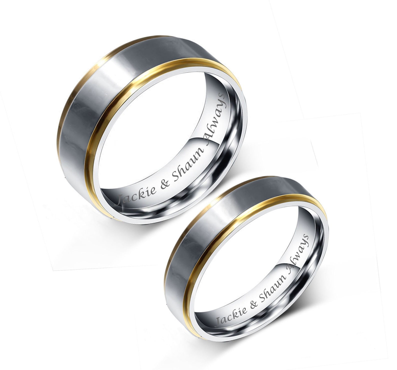 Engraved Promise Rings Personalized Promise Rings Two Tone Etsy