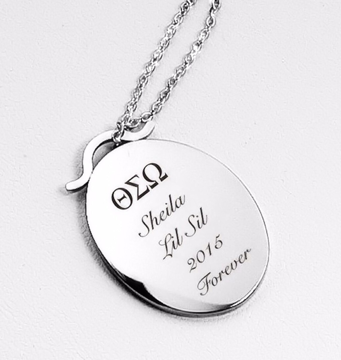 Collar personalizado collar ovalado de plata collar grabado Etsy