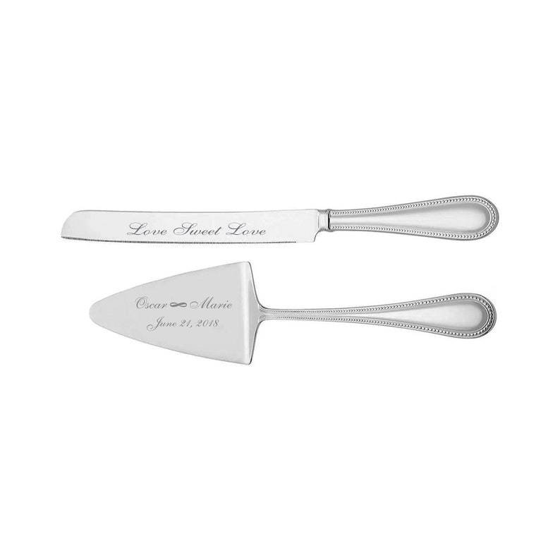 Engraved Wedding Cake Server Set Stainless Steel Aime Etsy
