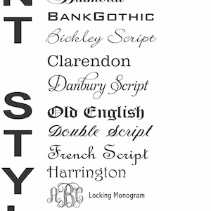 Puede incluir: Una imagen en blanco y negro que muestra varios estilos de fuente. La palabra "FONT STYLES" est&aacute; apilada verticalmente a la izquierda. La imagen muestra una variedad de fuentes, incluyendo "Edwardian Script", "Old English" y "Helvetica".