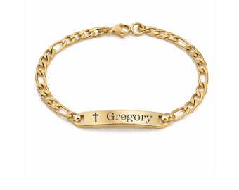 Engraved Gold Bracelet, Gold Small 5.5 inches Children's Bracelet, Personalized ID Bracelet, Gold Kid's Bracelet, Custom Engraved Bracelet