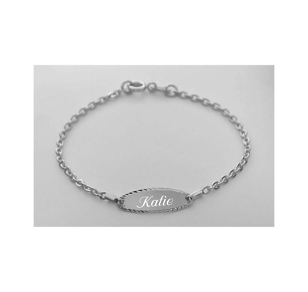 Personalized Baby Bracelet, Sterling Silver Oval Bracelet, Children's Bracelet, Engraved ID