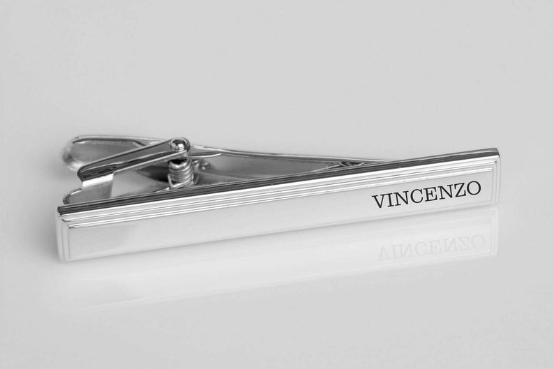 Personalized Tie Clip Engraved Silver Tie Clip For Groom Groomsman Best Man Gift Custom Tie Bar For Men Father's Day Gift Buy 6 Get 7th Free image 3