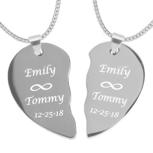 Personalized Gold Broken Heart Best Friends Necklace Couples Etsy