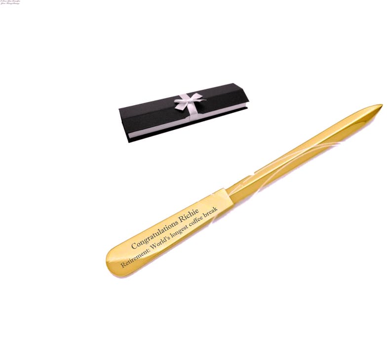 Personalized Gold Plated Letter Opener Custom Engraved Free Etsy