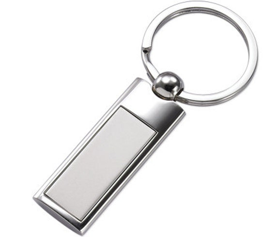 aandlengraving Personalized Silver Satin Polished Keychain, Engraved Silver Keychain, Two Tone Keychain, Silver Key Ring, Personalized Silver Keychain