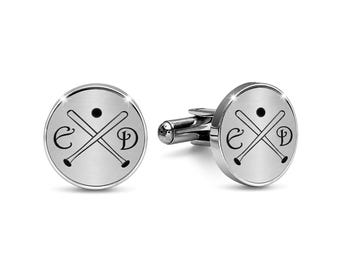 Engraved Baseball Cufflinks - Stainless Steel, Coach Gift Buy 6 Get 7th Free