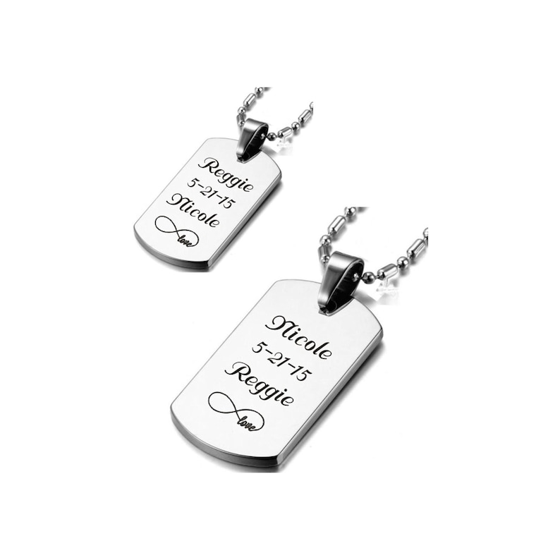 Custom Dog Tag Silver Dog Tag Set Best Friends Necklace BFF Etsy