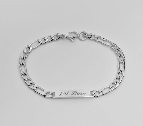 Silver baby shop bracelet engraved