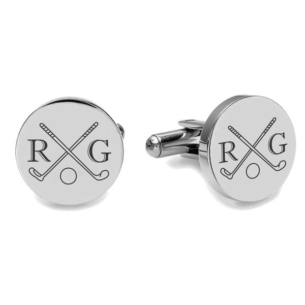 Engraved Silver Cufflinks For Golfers - Golf Cufflinks - Personalized Gold Cufflinks - Gift For Golfers - Golf Gifts - Buy 6 Get 7th Free