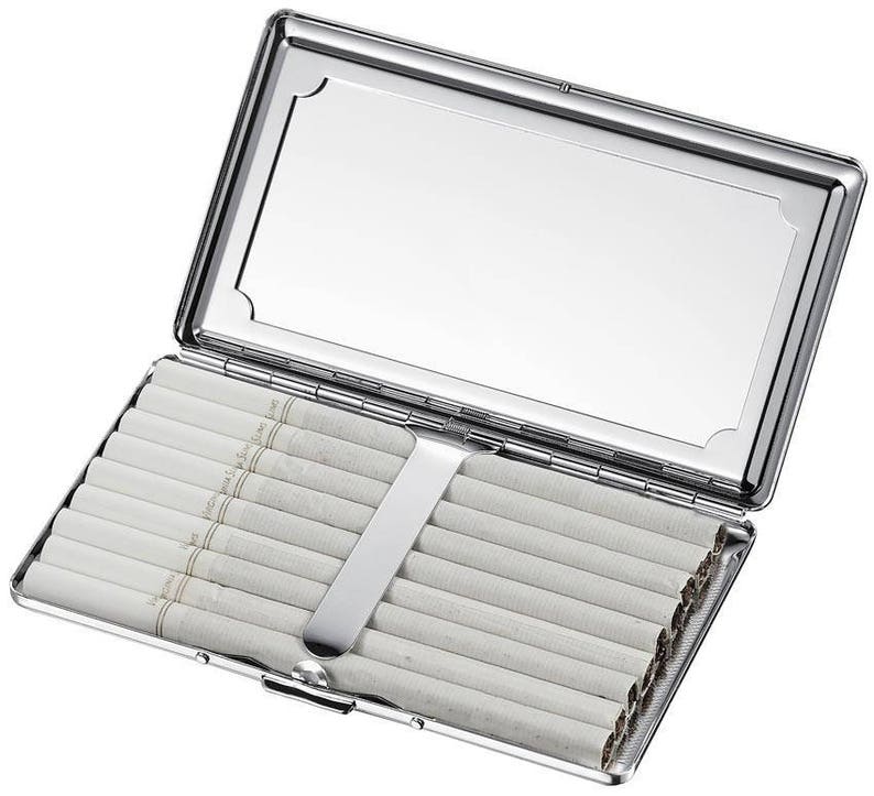 Personalized Cigarette Case Double Sided With Mirror Etsy