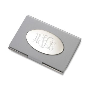 Tarjetero personalizado con monograma, tarjetero personalizado con grabado, regalo profesional para empleados de oficina, grabado gratis