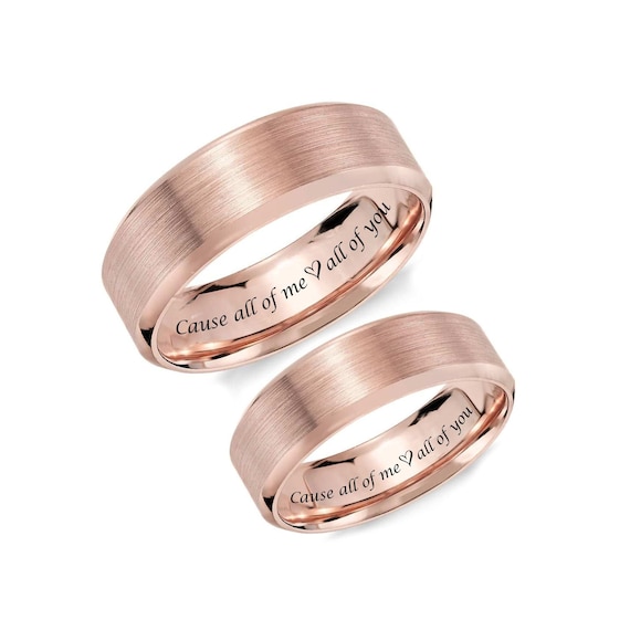 Buy Engraved Ring Set Two Tone Silver & Gold Rings Personalized Promise  Rings Custom Couple Ring Set Wedding Band His and Hers Set Comfort Fit  Online in India - Etsy