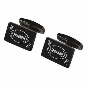 Engraved Gunmetal Football Team Cufflinks - Gunmetal Personalized Cufflinks - Gift For Football Player & Coaches - Buy 6 Get 7th Free