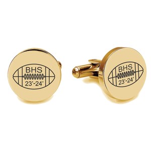 Engraved Gold Football Cufflinks - Football Cufflinks - Personalized Cufflinks - Coach Gift - For Football Players - Buy 6 Get 7th Free