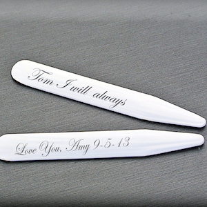 Engraved Collar Stays Personalized Silver Stainless Steel Collar Stays Set Custom Engraved Wedding Gift Groomsmen Gift Buy 6 Get 7th Free image 3