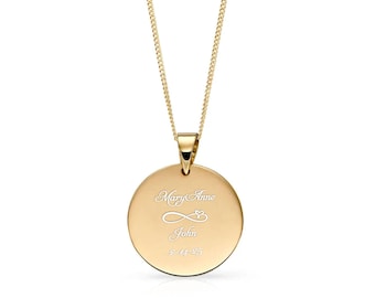 Buy Personalized Gold Circle Pendant, Gold Round Necklace, Custom - Main Image