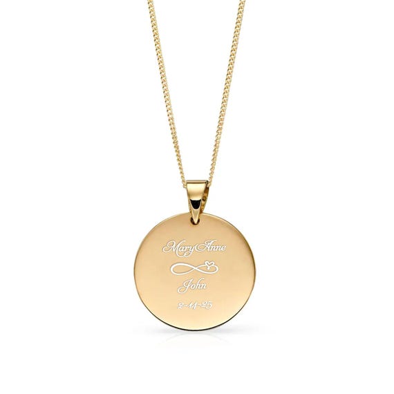 Personalized Gold Circle Pendant Gold Round Necklace Custom Engraved Necklace Bridesmaids Gifts Engraved Free Buy 6 Get 7th Free Etsy