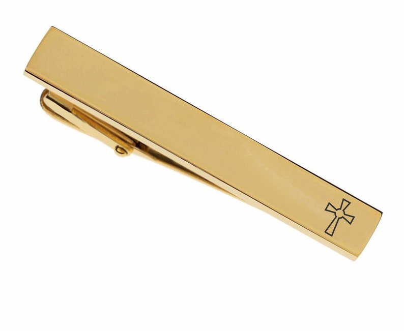 Engraved Gold Cross Tie Clip Personalized Gold Tie Clip Etsy