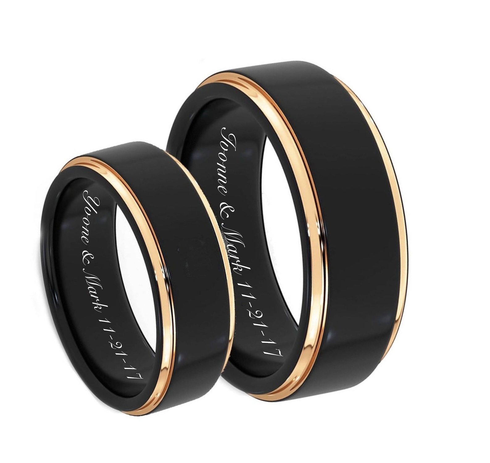 Engraved Promise Rings Personalized Ring Black & Gold Etsy