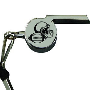 Personalized Football Coach Whistle With Lanyard, Custom Engraved Coach&#39;s Whistle, Engraved Silver Whistle, Gift For Coach, Referee Whistle