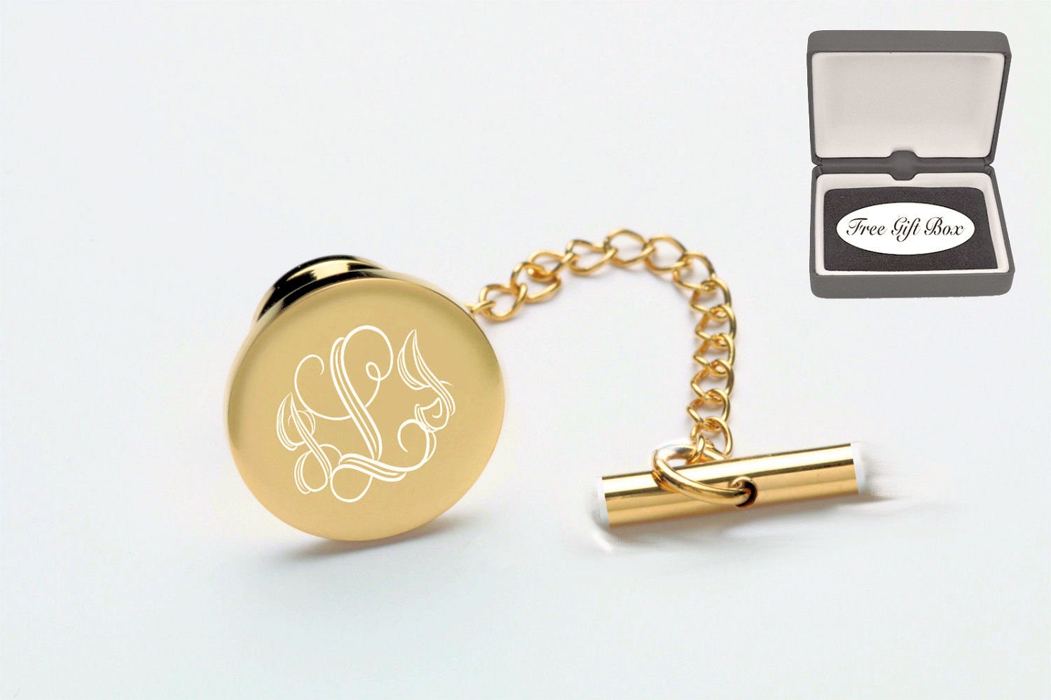 Tie Pins Tie Tacks Gold Rhodium Plated Tie Pin Monogrammed Etsy