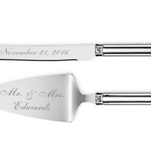 Personalized Wedding Serving Set, Personalized Cake Server and Knife, Cake Server, Custom Serving Set, Engraved Cake Server, Wedding Gift image 2