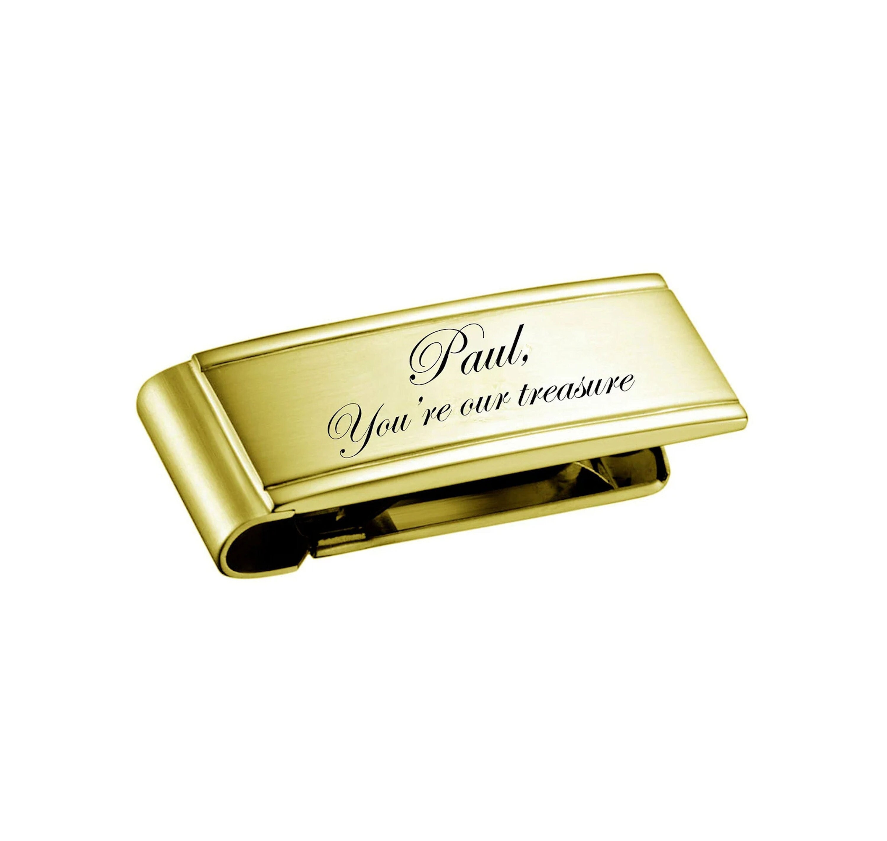 Personalized Gold Stainless Steel Money Clip, Free Engraving