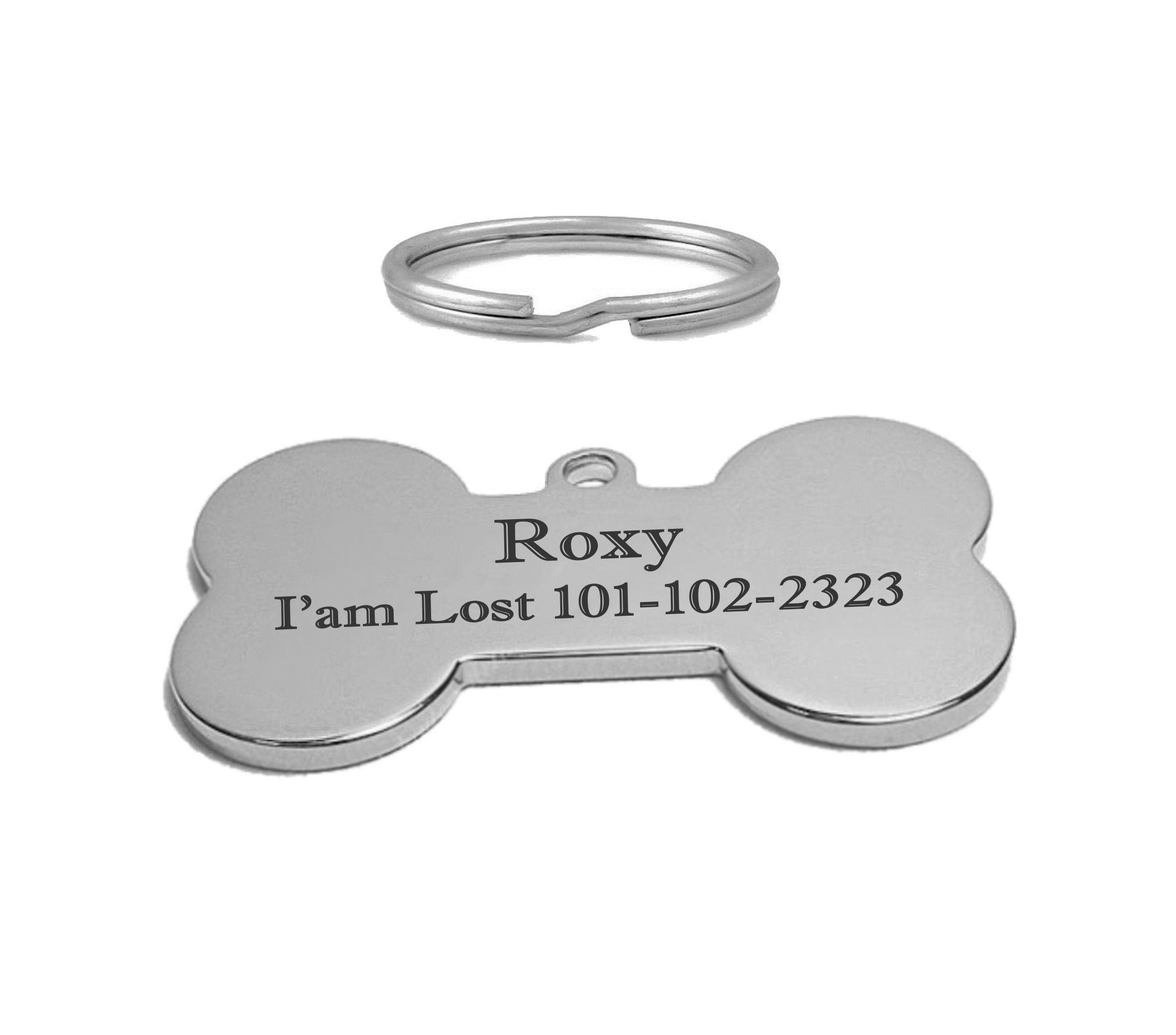 超熱 Personalized Polished Silver Dog Bone Pet Tag Front and Back アクセサリー