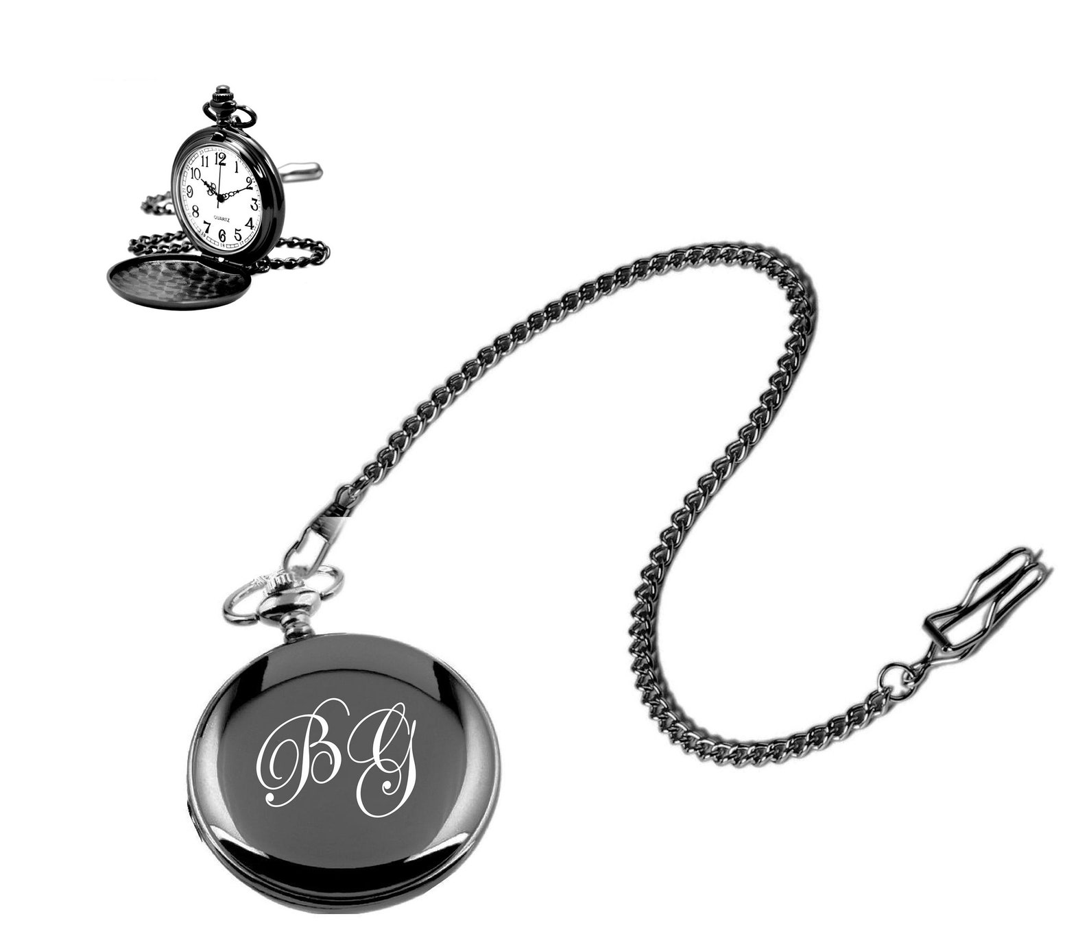 Engraved Pocket Watch Personalized Gunmetal Pocket Watch Etsy