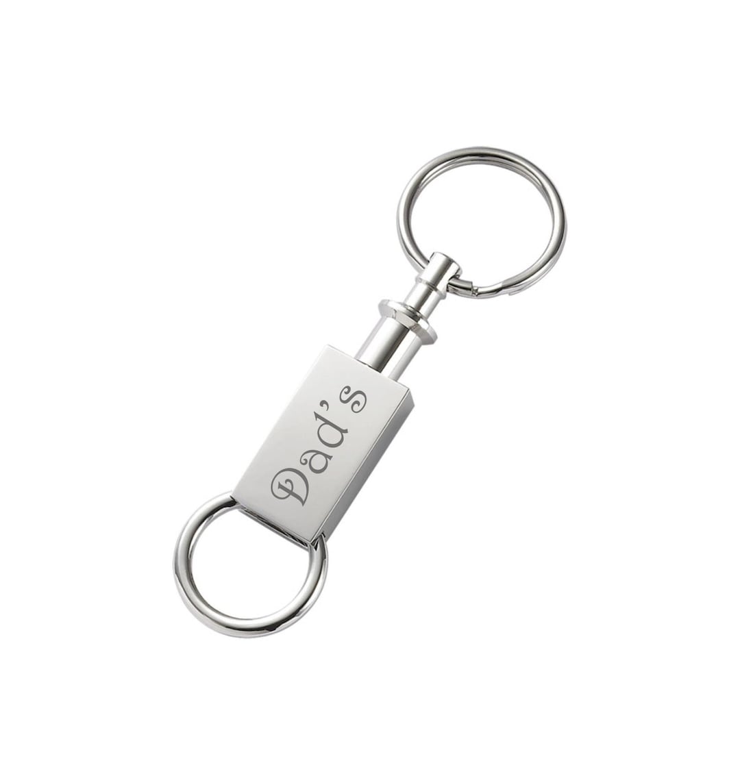 Personalized Silver Detachable Valet Keychain Engraved Keychain Valet
