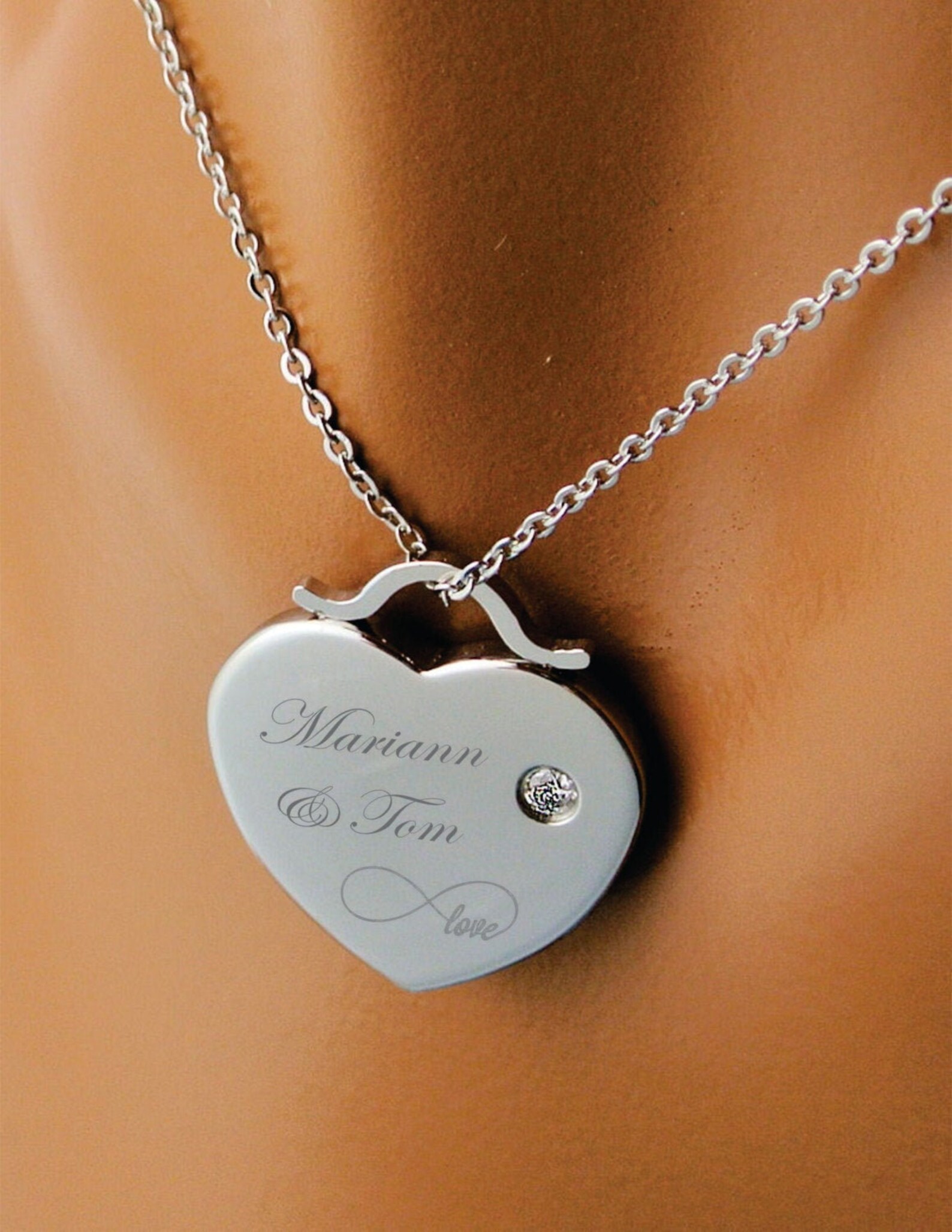 Engraved Heart Necklace Personalized Necklace Silver Heart Etsy