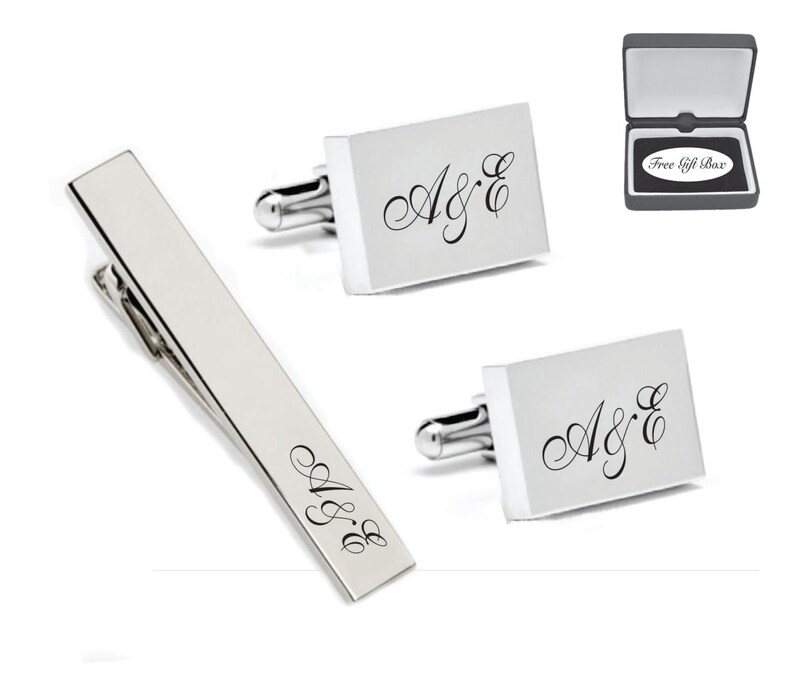 personalised cufflinks and tie clip