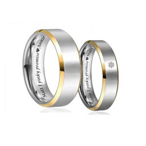 Personalized Gold Ring Set Custom Engraved Rings Stainless Steel ...