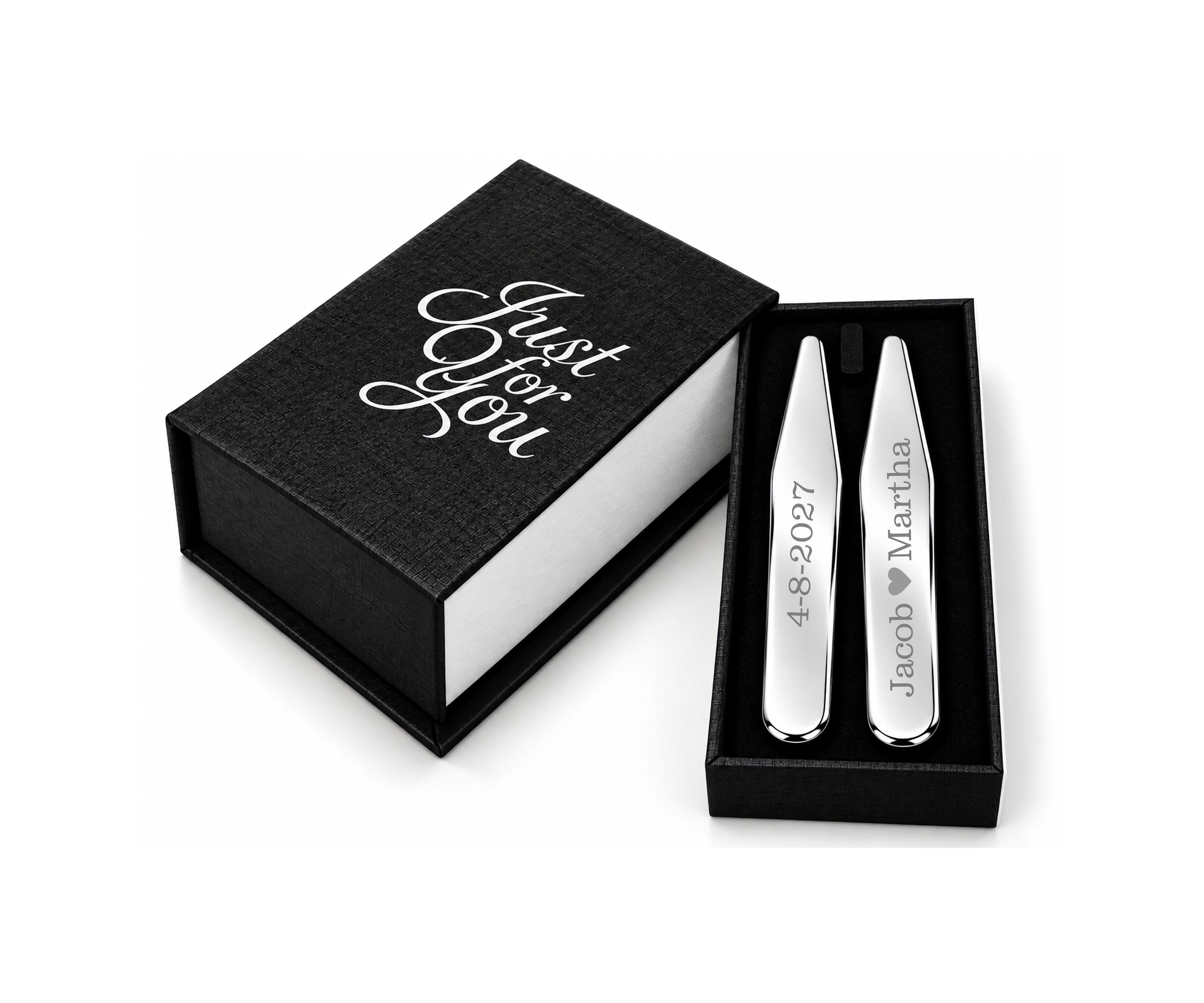Engraved Collar Stays Personalized Silver Stainless Steel Collar Stays Set Custom Engraved Wedding Gift Groomsmen Gift Buy 6 Get 7th Free