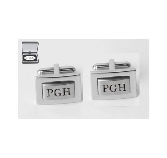 Stainless Steel Wide Rectangular Polished Cuff Links - Engravable Stainless Steel Wide Rectangular Polished Cuff Links - Engravable