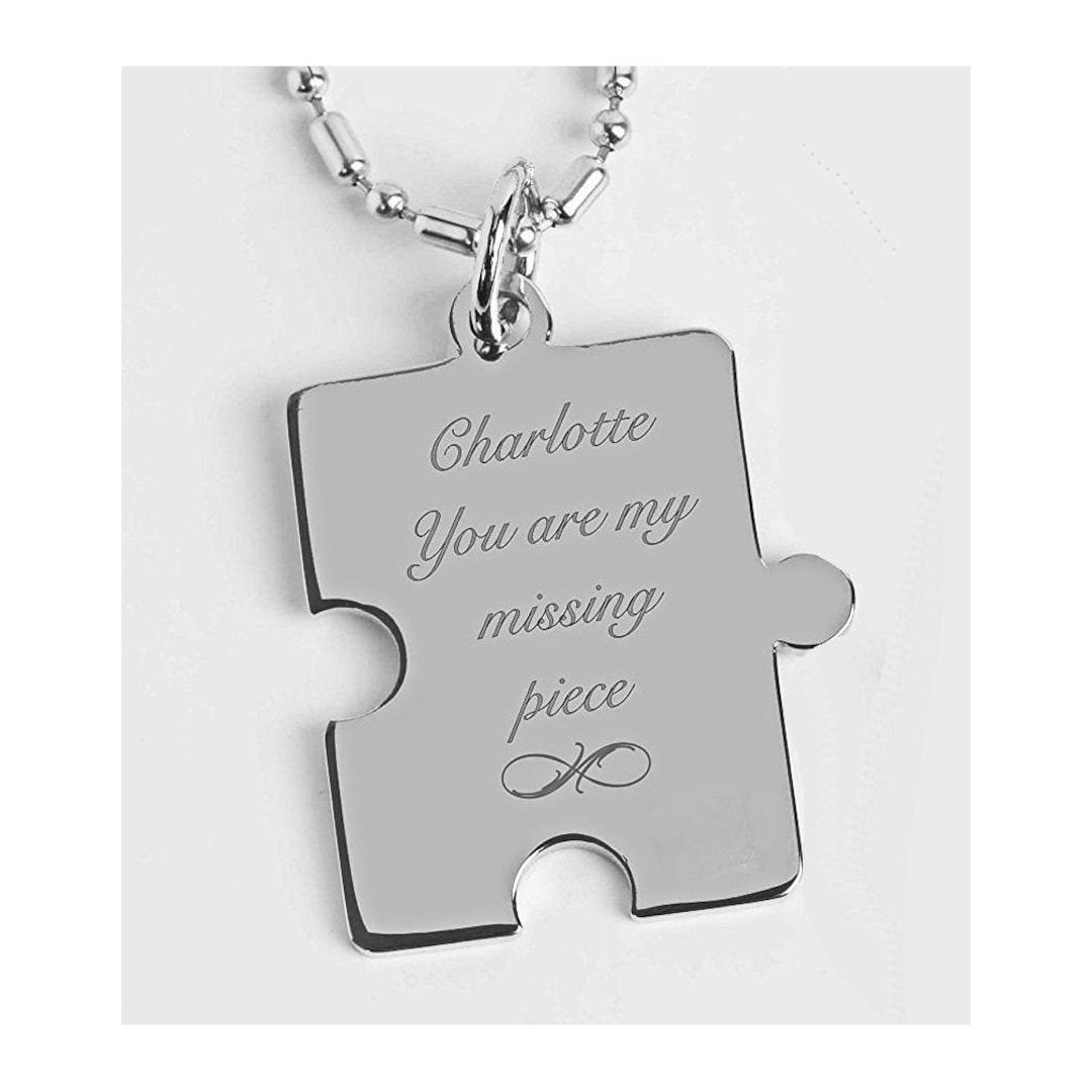 Puzzle Piece Necklace, Personalized Puzzle Necklaces, Silver Puzzle