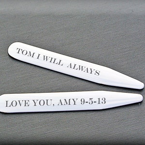 Engraved Collar Stays Personalized Silver Stainless Steel Collar Stays Set Custom Engraved Wedding Gift Groomsmen Gift Buy 6 Get 7th Free image 4