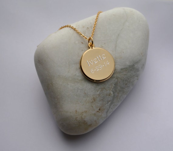Round Charm Necklace Engraved with Your Own Words - Love, Georgie