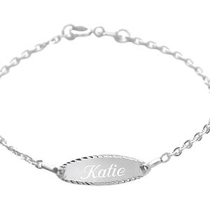 Personalized Baby Bracelet, Sterling Silver Oval Bracelet, Children&#39;s Bracelet, Engraved ID Bracelet, Silver ID Bracelet, Toddler Bracelet
