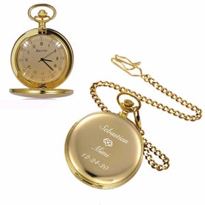 Engraved Pocket Watch, Personalized Roman Numeral Pocket Watch, Gold Plated Stainless Steel Pocket Watch Engraved Free, Groomsman Gift