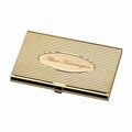 Personalized Business Card Holder, High Polished Lined Gold  Business Card Holder Custom Engraved Free, Gold Credit Card Holder, Card Case